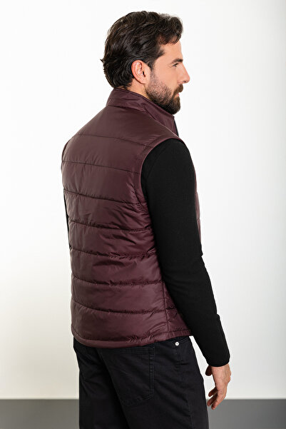 Mcr Ανδρικό γιλέκο με γιακά δικαστής, μονόχρωμο, λεπτή εφαρμογή, μπορντό - 40938.23K