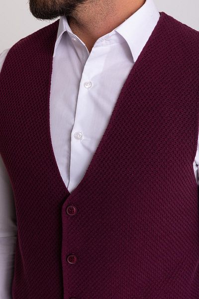 Mcr Textured Slim Fit Knitwear Men's Vest Claret Red - 40990.19K