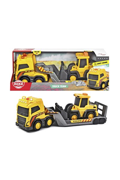 Dickie Toys ألعاب ديكي - شاحنة فولفو مزودة بإضاءة وصوت مع مقطورة ومركبة بناء ...