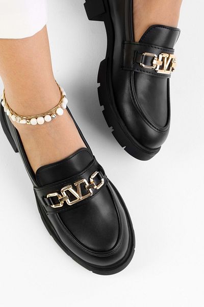 Shoeberry Дамски мокасини Alto Black с катарама и детайли