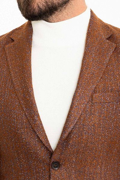 Mcr Textured Slim Fit Pocket Mono Collar Wool Men's Jacket Tile - 40345.23K
