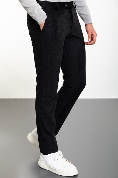 Mcr Striped Slim Fit Velvet Men's Trousers Black - 38218.23K