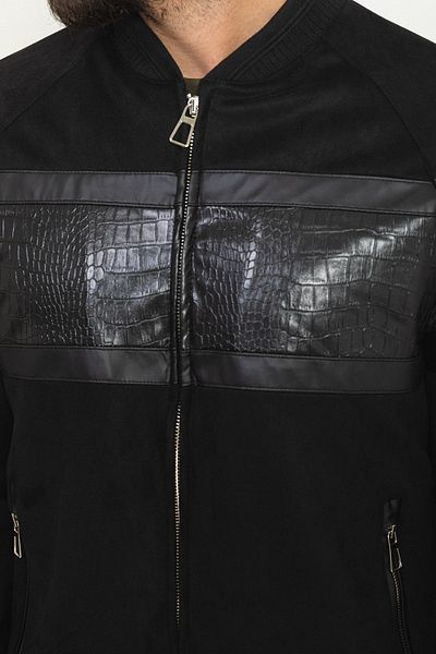 Mcr Piece Patterned Slim Fit Pilot Collar Men's Coat Black - 39571.22K