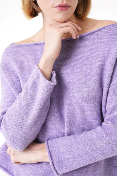CHUBA Women's Soft Textured Comfortable Fit Boat Neck Knitwear Sweater Lilac 25W3015