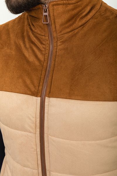 Mcr Partial Slim Fit Judge Collar Men's Vest Beige-Brick - 40926.22K