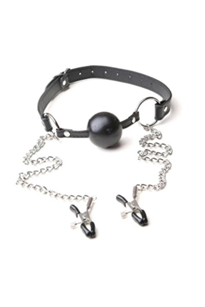 Pamuktenim Bdsm Göğüs Ucu Sıkıştırıcı Ağız Topu Seti Nipple Clamp