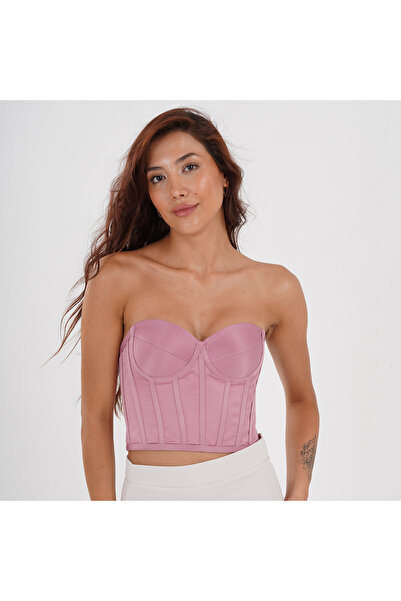 Metay Design Gül Kurusu Korse Büstiyer Saten Model