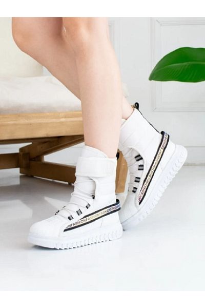 iskarpino Unisex Λευκές μπότες χιονιού - με γούνα, velcro, ελαστική και αντιολισθητική σόλα