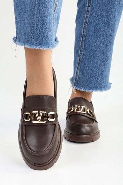 Shoeberry Damen-Loafer „Alto Brown Skin“ mit Schnallendetails