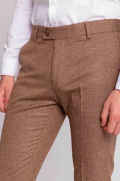 Mcr Textured Super Slim Fit Wool Men's Trousers Camel - 38989.21K
