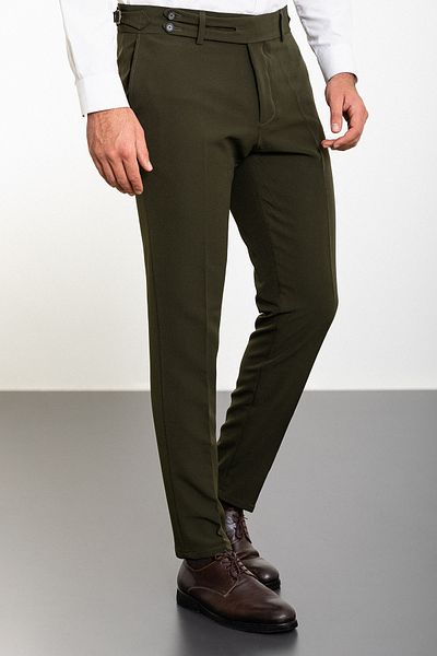 Mcr Straight Super Slim Fit Belt Detailed Buckle Men's Trousers Khaki - 38229.23K