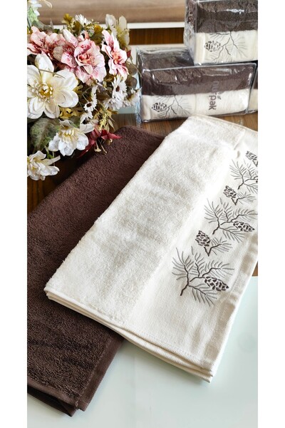 A.Z.H. Nurpak Çeyizlik - Розкішний 50x90см, 100% бавовна, рушник для обличчя та спеціальна подарункова упаковка (2-й комплект)