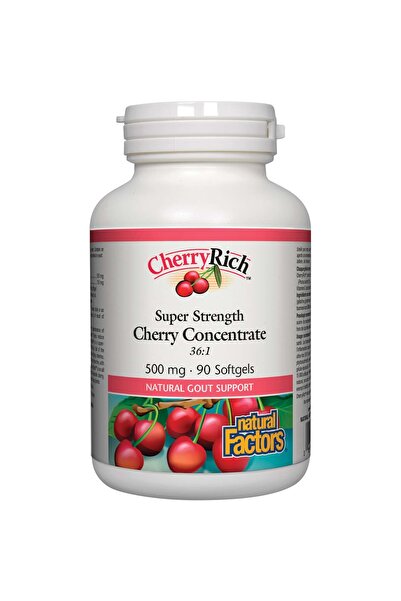 Natural Factors مركز الكرز فائق القوة، 500 ملجم، 90 كبسولة هلامية