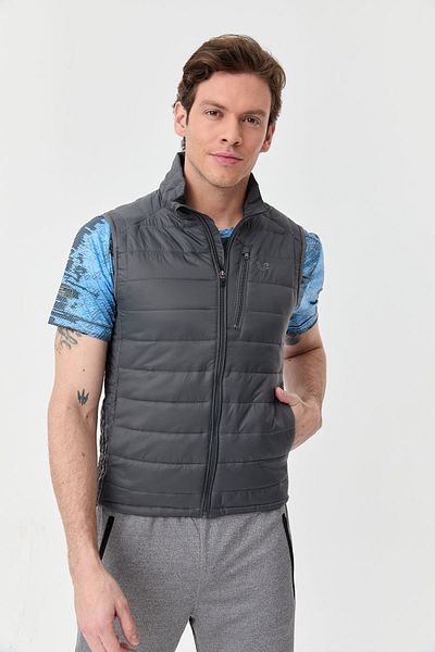 bilcee Men's Gray Zero Sleeve Zippered Pocket Vest 1268