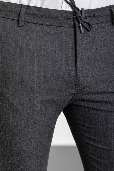 Mcr Striped Super Slim Fit Men's Trousers with Elastic Waist Drawstring Gray - 38227.23K