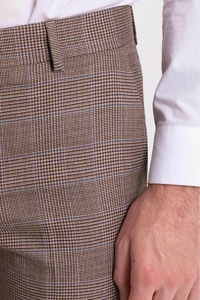 Mcr Plaid Slim Fit Classic Men's Trousers Beige - 38029.21K