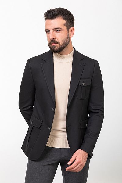 Mcr Straight Slim Fit Mono Collar Pocket Pocket Men's Jacket Black - 40327.23K