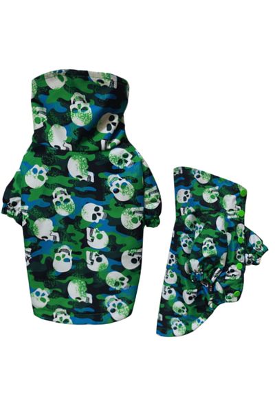 GedyCo Skull Camo Fleece Small Breed Dog Raincoat