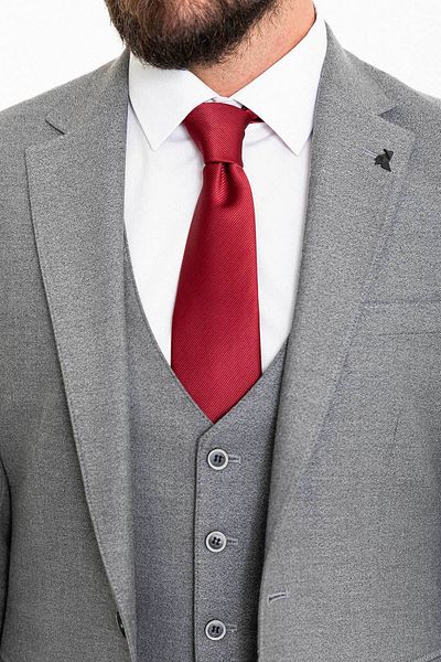Mcr Plain Gray Slim Fit Wool Classic Men's Suit