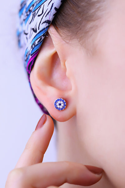 MySilvers Minimal Nazar Boncuklu Küpe