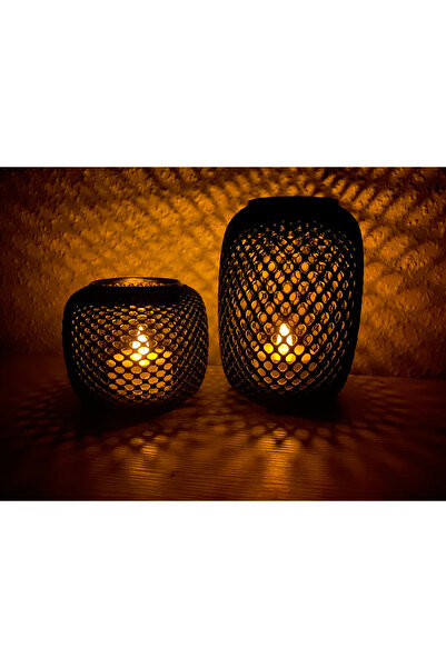 METANOVA Mumluk 2’li Siyah Pilli Tea Light Mum Hediyeli