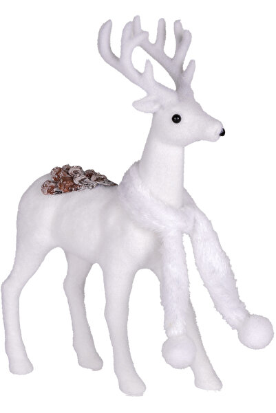 Herdekora Новорічний олень білий 20x9x32 см - з прикрасами та шарфом