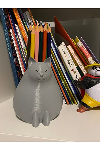 Root Made Cat Shaped Decorative Cute Pen Holder - Brush Holder