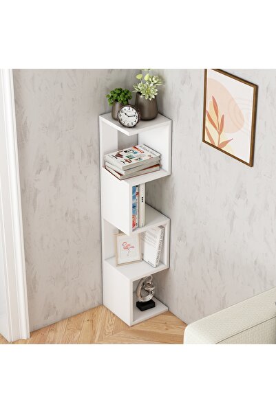 ADNAN AHŞAP Lily Köşe Süslük Ve Kitaplık Beyaz