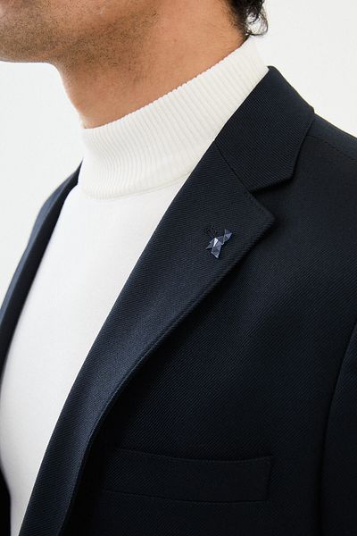 Mcr Straight Slim Fit Mono Collar Classic Men's Jacket Navy Blue - 41401.24K