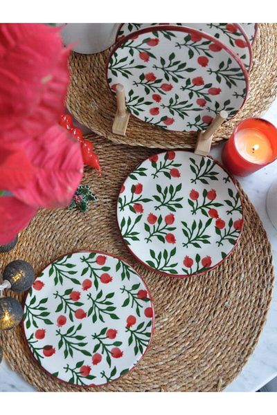 M'art Home New Year 2025 Pomegranate Flower Mini Set of 6 - 15 Cm.
