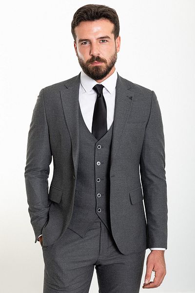 Mcr Straight Slim Fit Wool Classic Men's Suit Anthracite - 45275.23K