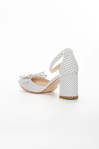 MFT AYAKKABI Polka Dot Women's Summer Shoes - Thick Low Heel, Bow Tie Detail