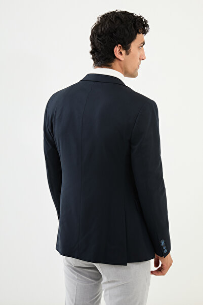 Mcr Straight Slim Fit Mono Collar Classic Men's Jacket Navy Blue - 41401.24K