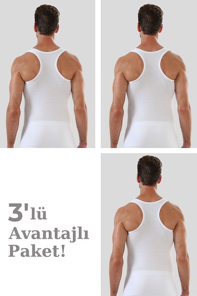 Arma Yıldız Ανδρικό βαμβακερό αθλητικό Rambo Singlet White 3 Πακ