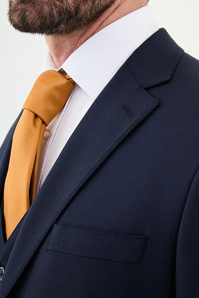 Mcr Straight Slim Fit Mono Collar Classic Men's Suit Navy Blue - 45356.24K