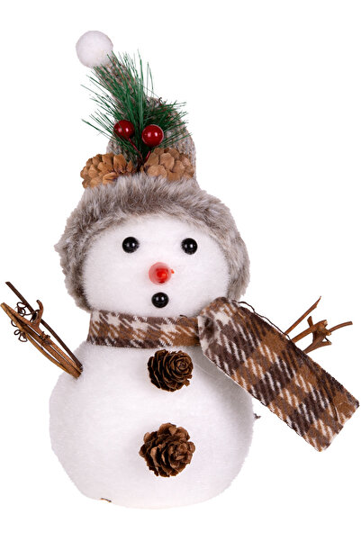 Herdekora Новорічна прикраса - Чоловік і капелюх, білий декор, 15x11x19 см