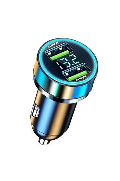 Choice شاحن سيارة أسود من Uyuxio، شاحن هاتف للسيارة بمنفذ USB مزدوج، محول شحن فائق السرعة مع جهد كهربائي