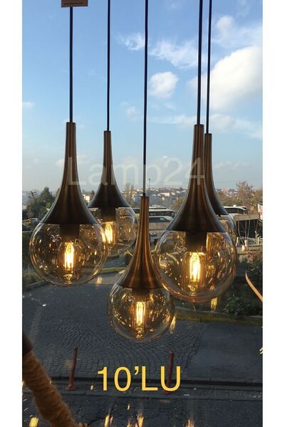 Lamp24 Damla Serisi 10’lu Modern Avize - Huni Kısımlar Eskitme