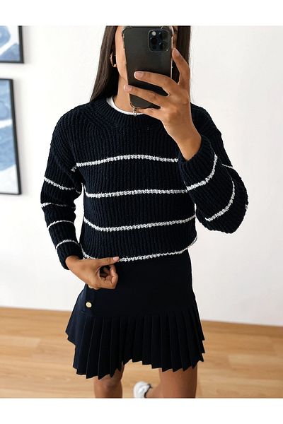 Jose Clothing Bethas Premium Yarn Striped Oversize Jesim Crew Deck Tricoturi Pulover
