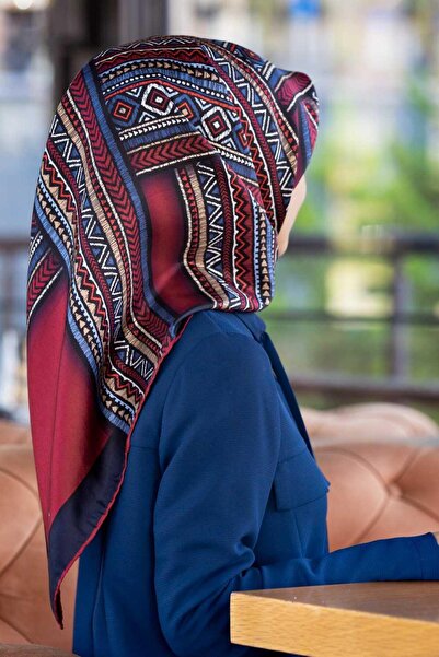 Vissona Tivil Svila šal 17025 - 0033 - 0018 bordo crveni mešoviti uzorak