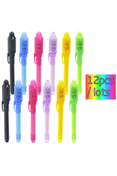 Choice 12pcs mix color 12pcs Luminous Light Pen Magic Purple 2 in 1 UV Black ...
