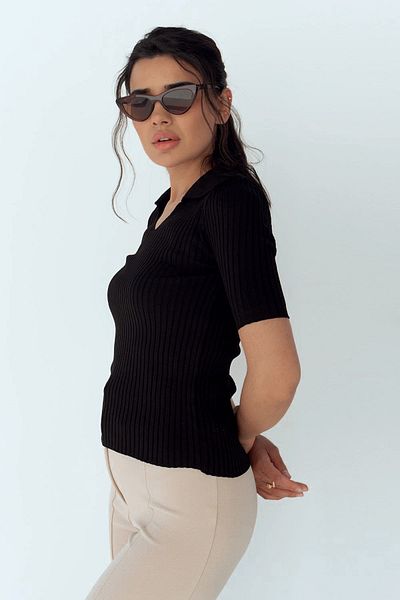 Jose Clothing Μπλούζα πλεκτή με κοντό μανίκι Angely Polo Neck Ektsra Soft Textured