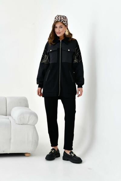 FTZ WOMEN Kadın İşleme Detaylı Takım Siyah 30939