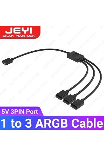 JEYI 5V 3Pin 1 To 3 1 to 3 ARGB Splitter Cable, 5V 3Pin Addressable RGB Extension Cable with 3 Pin F