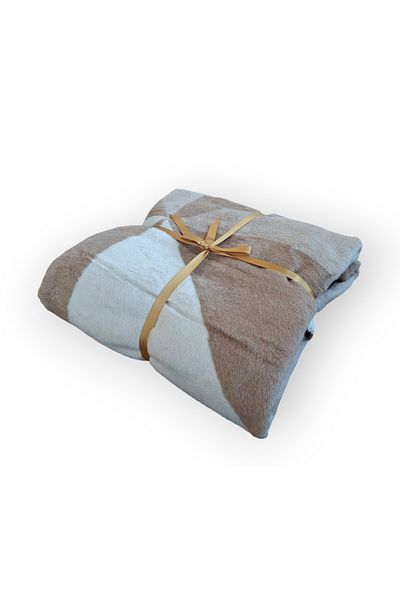 stay with love Διπλή Βαμβακερή Κουβέρτα - 180*220 εκ., Καφέ/Λευκό