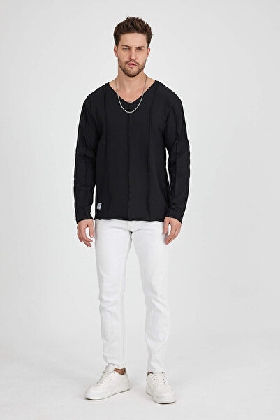 rammers Μακρυμάνικο μπλουζάκι με λαιμόκοψη V με λεπτομέρεια