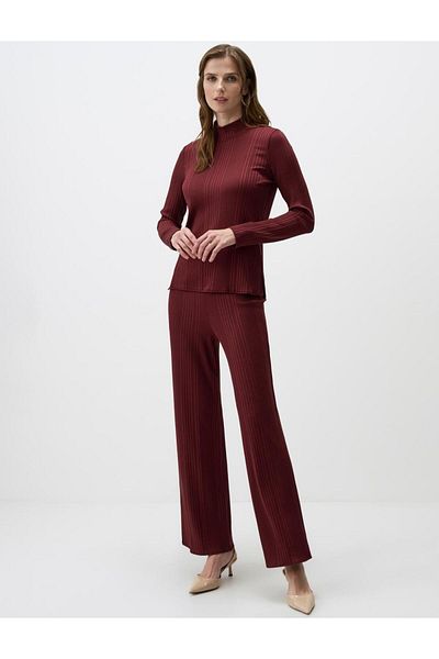 Jimmy Key Burgundy High Waist Spanish Leg Trousers