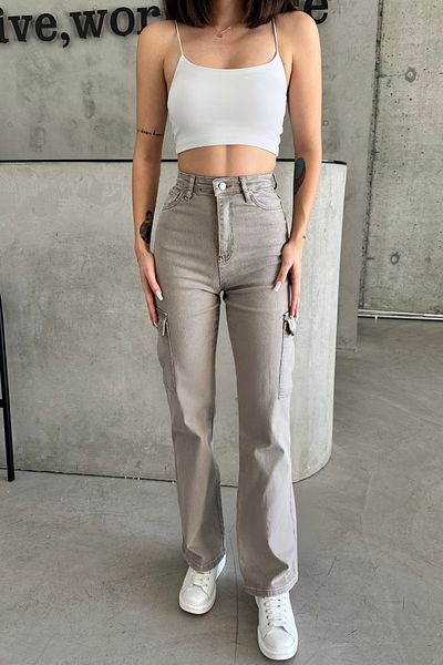 XRAY JEANS Дамски кафяви дънкови карго панталони Palazzo с джобове
