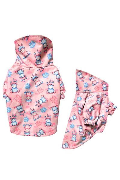 GedyCo Pink Unicorn Combed Cotton Small Breed Dog Raincoat