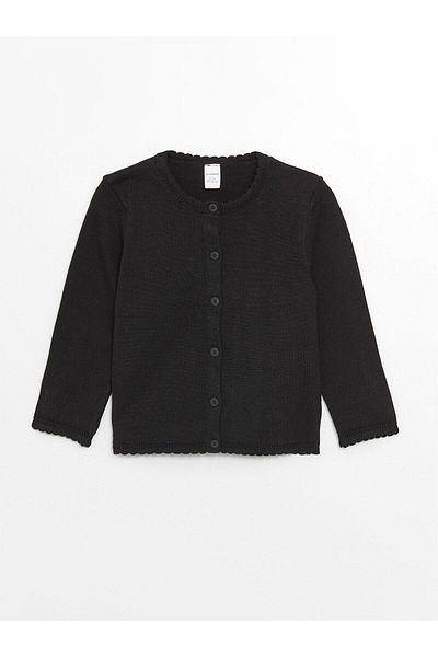 LC Waikiki Lcw Kids Crew Neck Basic Long Sleeve Girl's Cardigan